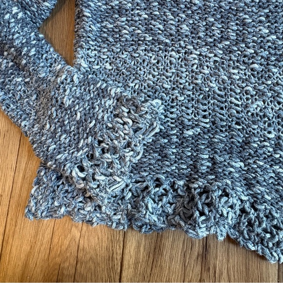 Free People Open Knit Sweater Blue • Boho Coastal Indie Texture SP - Picture 3 of 6